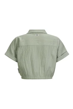 Meisjes blouse korte mouw blauw