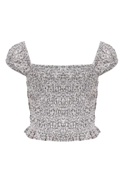 Meisjes blouse korte mouw blauw