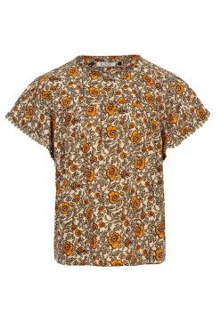 Meisjes blouse korte mouw oranje