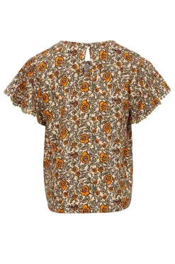 Meisjes blouse korte mouw oranje