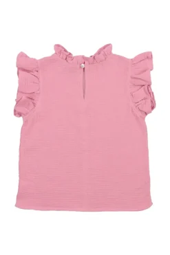 Meisjes blouse korte mouw rose