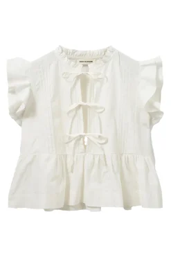 Meisjes blouse mouwloos ecru