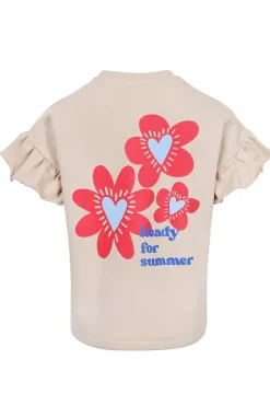 Meisjes t-shirt korte mouw bruin