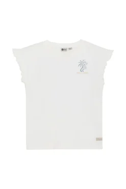 Meisjes t-shirt korte mouw ecru