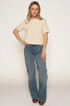 Meisjes t-shirt korte mouw bruin