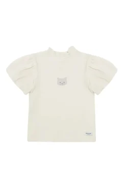Meisjes t-shirt korte mouw ecru
