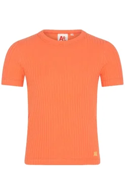 Meisjes t-shirt korte mouw oranje
