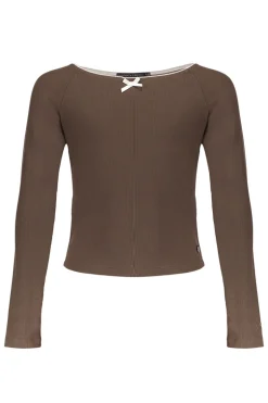 Meisjes t-shirt lange mouw bruin