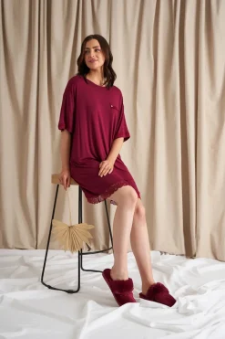 Nachtmode dames nachthemd   rood