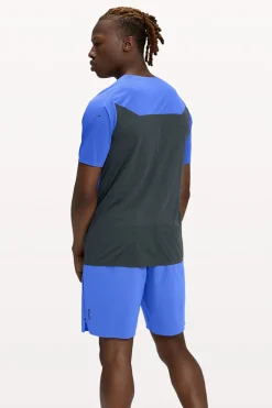 Running heren t-shirt km blauw